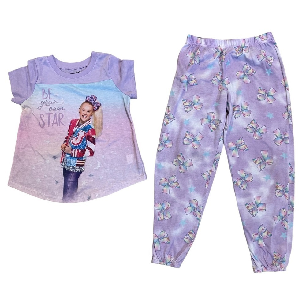 JOJO Siwa Purple Short Sleeve Shirt and Pants Matching Pajama Set Size 8